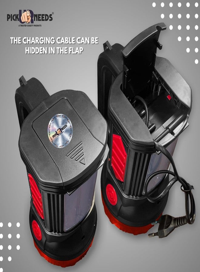 Pick Ur Needs Home Emergency Rechargeable 100W +2 Side Tube LED Long Range Search Torch Light (Red) - Image 5